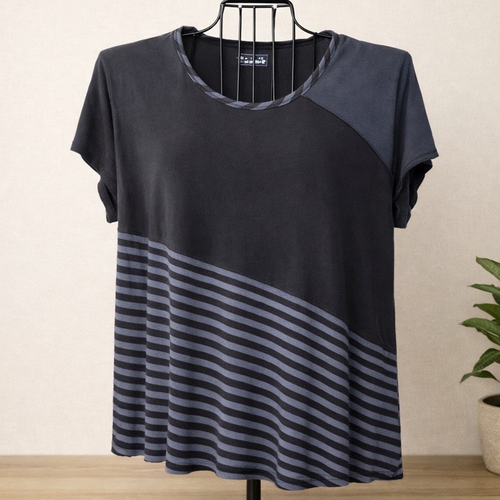 We The Free (Free People) Striped Raw Hem Tee